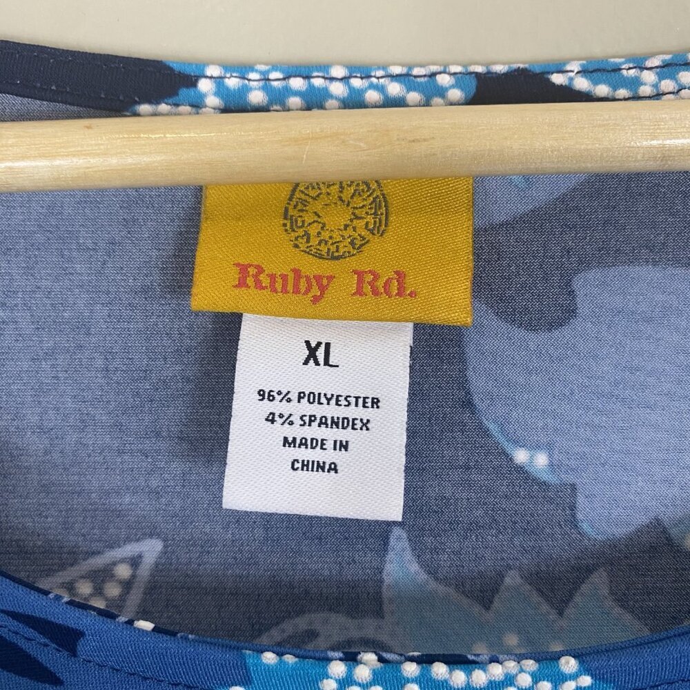 Ruby Rd. Blue Floral Print Tunic Top - Picture 3 of 5